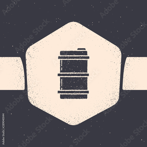 Grunge Metal beer keg icon isolated on grey background. Monochrome vintage drawing. Vector Illustration