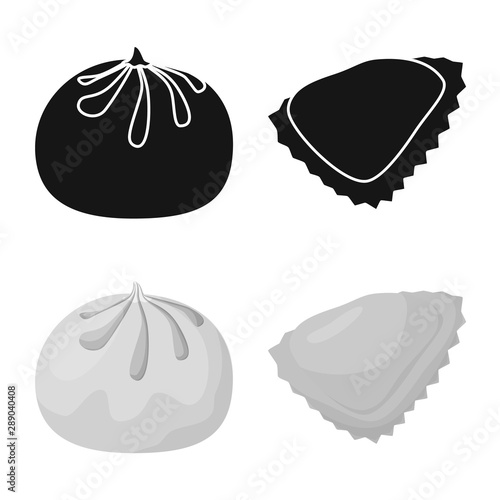 Vector design of products and cooking sign. Collection of products and appetizer stock symbol for web.