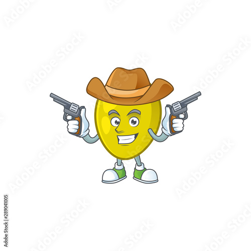 Cowboy olive cartoon mascot for ingredient herbal