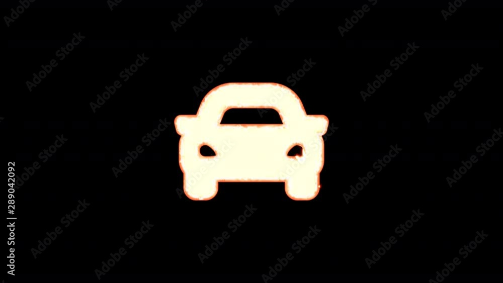 Symbol car burns out of transparency, then burns again. Alpha channel Premultiplied - Matted with color black Symbol car burns out of transparency, then burns again. Alpha channel Premultiplied - Matted with color black