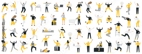 Set of business people flat icons. Flat style modern