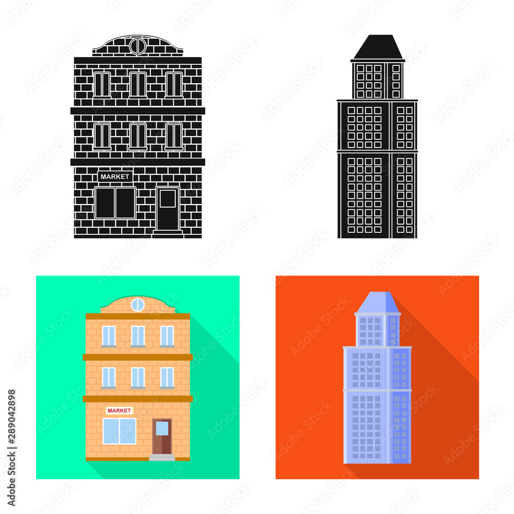 Vector design of municipal and center symbol. Set of municipal and estate stock symbol for web. Vector design of municipal and center symbol. Set of municipal and estate stock symbol for web.
