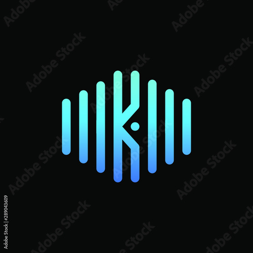 letter K abstract for information technology and digital. minimalist sound music equalizer icon. audio logotype Unique and simple element. -vector