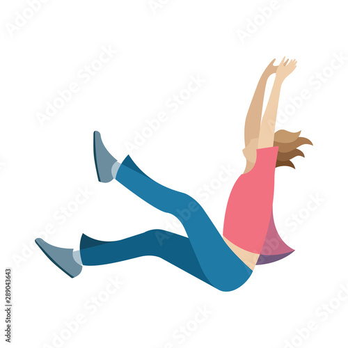 Man in is falling down. Male flies down. Failing young man character. Flat style vector illustration. Failure concept illustration. Part of set.