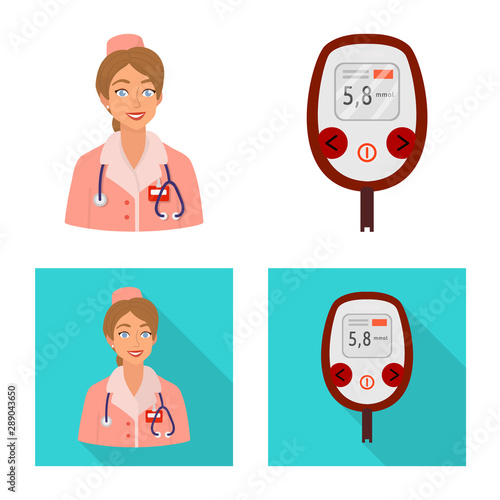 Vector design of diet and treatment symbol. Collection of diet and medicine stock vector illustration.