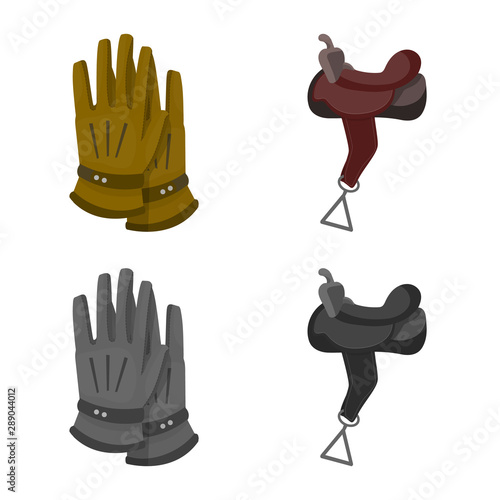 Vector illustration of equipment and riding sign. Set of equipment and competition stock symbol for web.