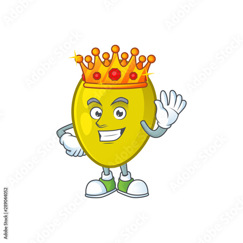 King fresh olive oil in mascot cartoon