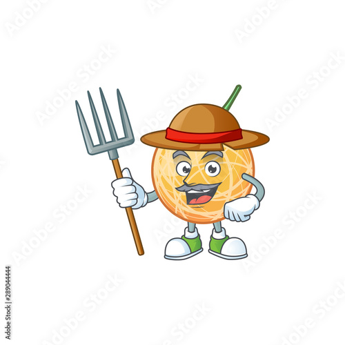 Farmer dessert cantaloupe fruit cartoon with mascot
