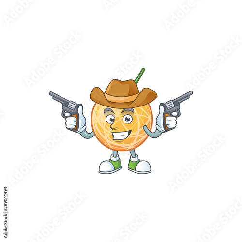 Cowboy dessert cantaloupe fruit cartoon with mascot