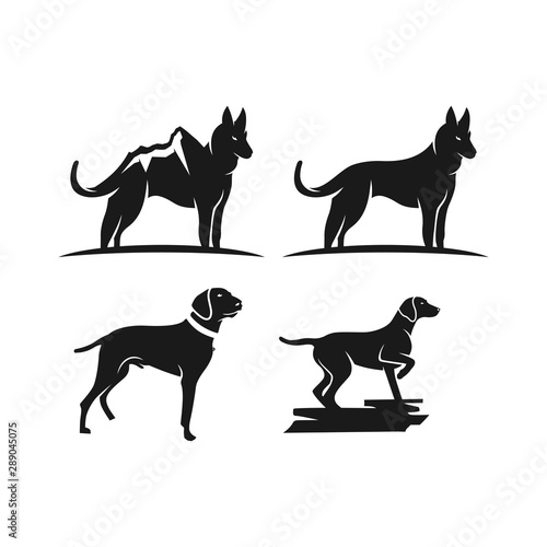 Silhouette animal dog logo design