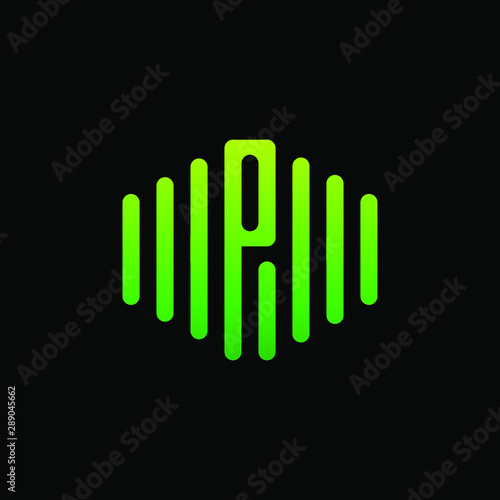 letter P abstract for information technology and digital. minimalist sound music equalizer icon. audio logotype Unique and simple element. -vector