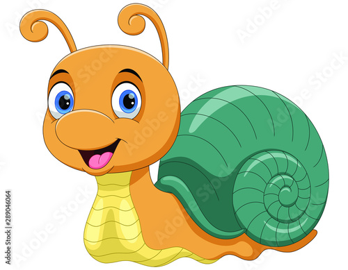 Vector illustration of cute snail cartoon isolated on white background