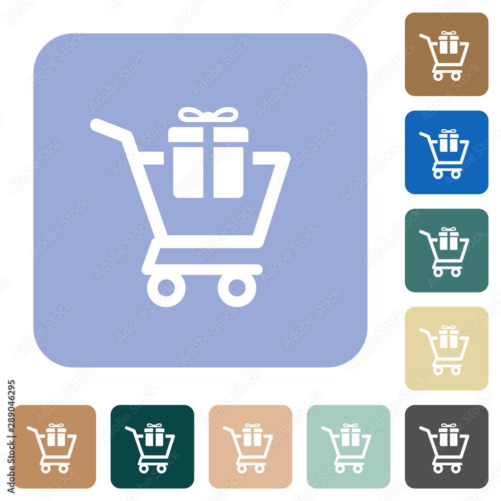 Gift shopping rounded square flat icons Gift shopping rounded square flat icons