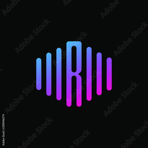 letter R abstract for information technology and digital. minimalist sound music equalizer icon. audio logotype Unique and simple element. -vector