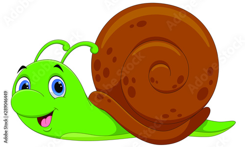 Vector illustration of cute snail cartoon isolated on white background