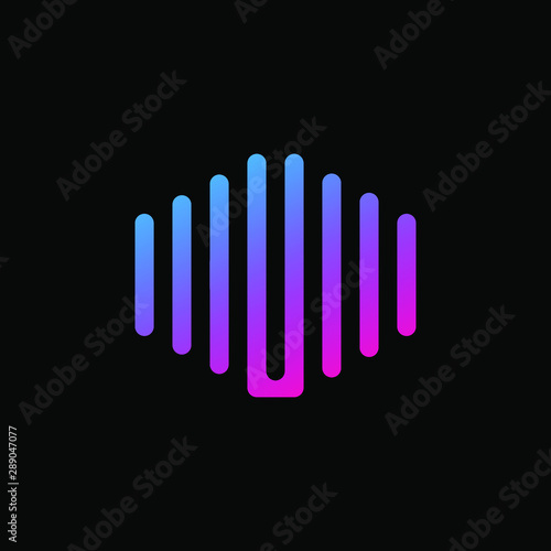 letter U abstract for information technology and digital. minimalist sound music equalizer icon. audio logotype Unique and simple element. -vector