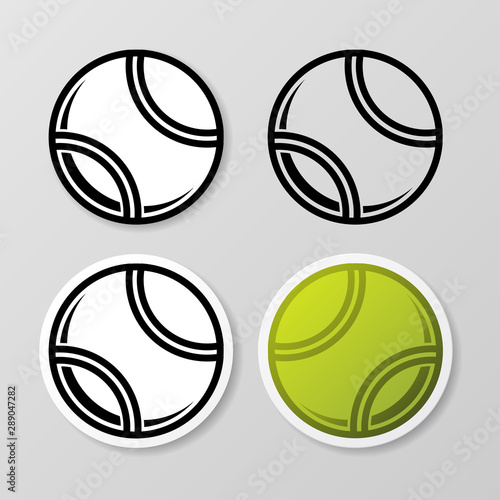 Set of different outline and color tennis ball stickers