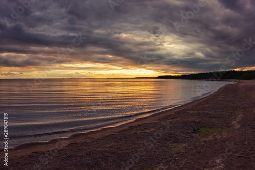 sunset on the beach at Baltic sea