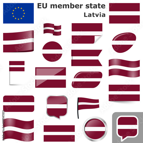 flags with country colors of Latvia