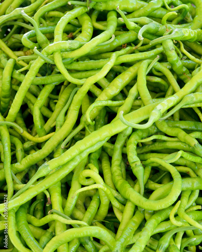fresh and organic green peppers in market © aykutkarahan