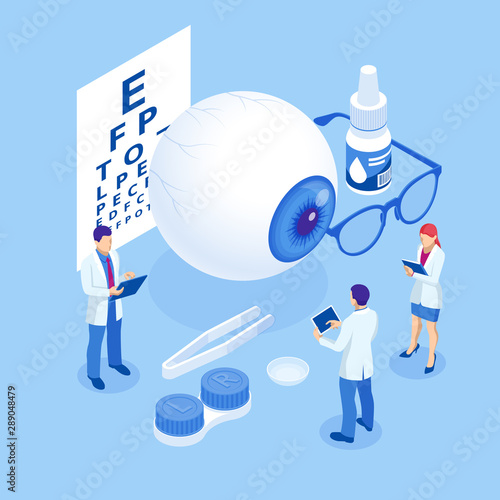Isometric Medical Ophthalmologist Eyesight Check-Up concept. Medical Ophthalmologist Eyesight Check-Up concept.