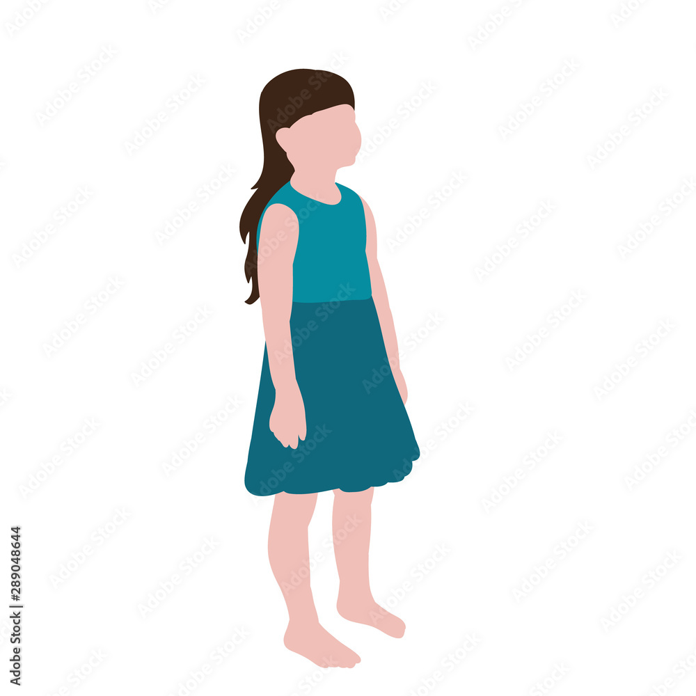isolated, flat style child, girl without face isolated, flat style child, girl without face