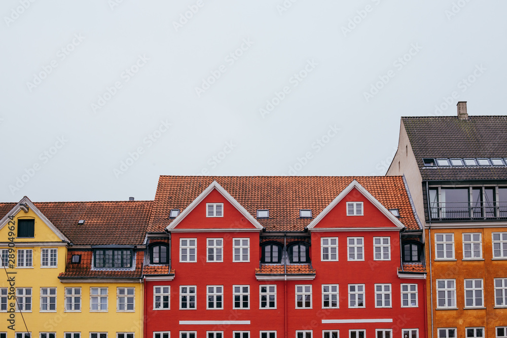 Roofs of colours houses in Copenhagen