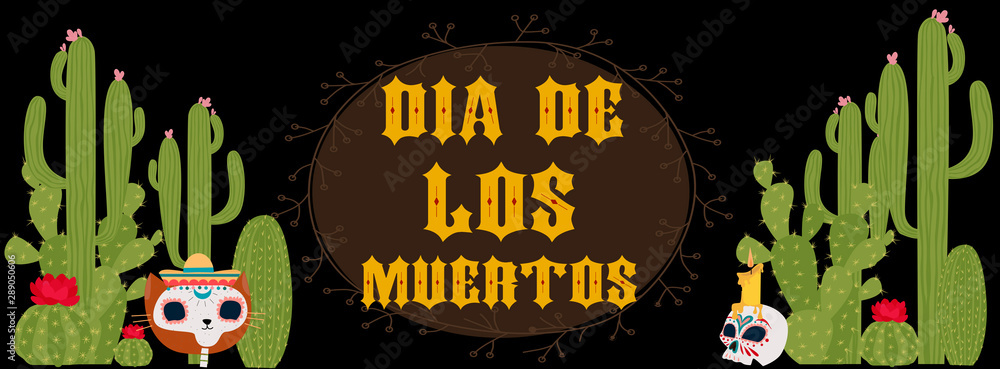 Day of the dead festival poster with skeleton. Mexican traditional ...
