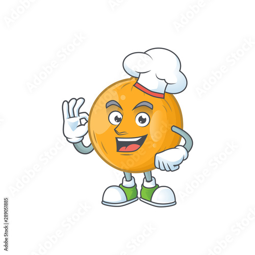 Chef sweet casaba melon fruit cartoon character.