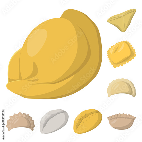 Vector design of dumplings and food icon. Set of dumplings and stuffed stock vector illustration.