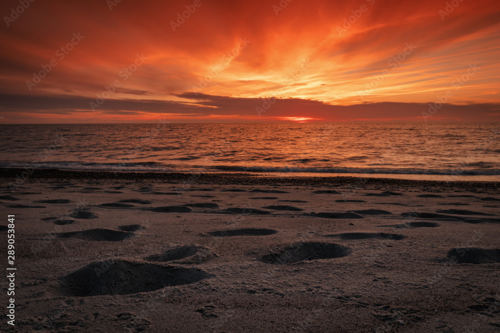 Sunset on the coast of the Baltic Sea