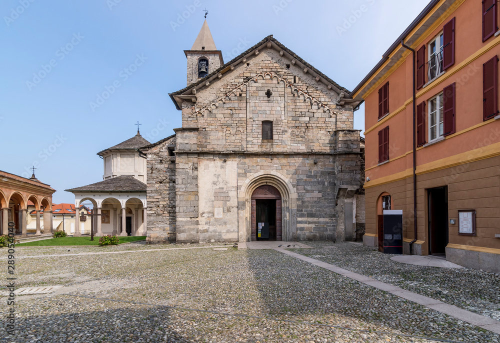 The beautiful monumental complex of the Santissimi Gervaso and Protaso in the historic center of Baveno, Lake Maggiore, Italy