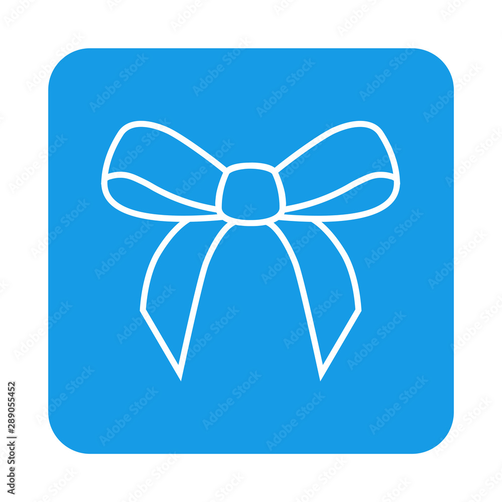 Icono plano lineal lazo en cuadrado color azul Icono plano lineal lazo en cuadrado color azul