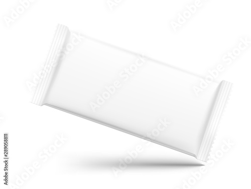 Blank flow pack isolated on white background. Realistick vector illustration. Template ready for your desing. It can be use for presentation packaging, promo, adv and etc.