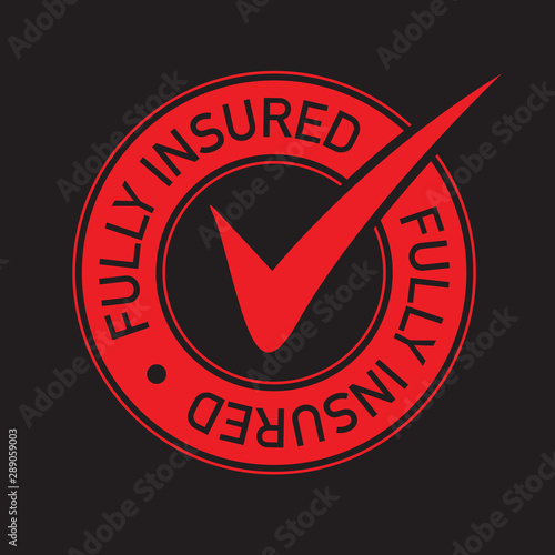 Red tick fully insured icon