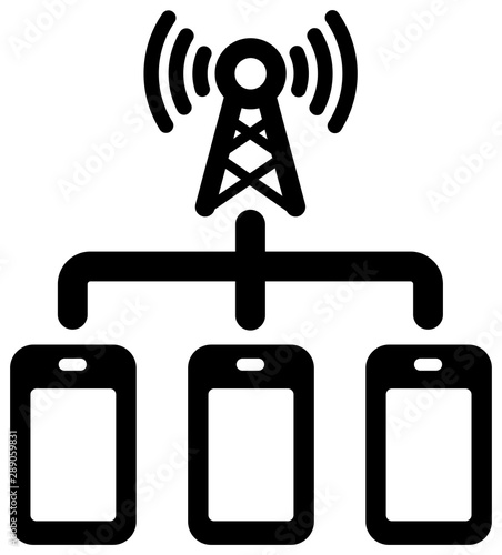 5G (Next-generation high-speed communication) vector flat icon / simultaneous connection