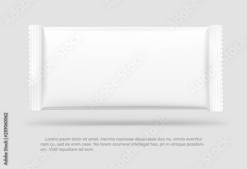 Blank flow pack isolated on white background. Realistick vector illustration. Template ready for your desing. It can be use for presentation packaging, promo, adv and etc.