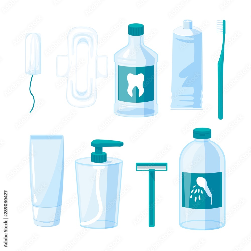 personal care products that contain plastic Vector illustration isolated on white personal care products that contain plastic Vector illustration isolated on white