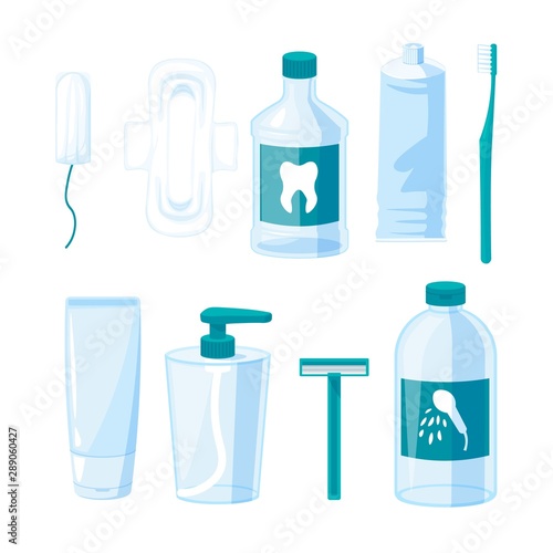 personal care products that contain plastic Vector illustration isolated on white