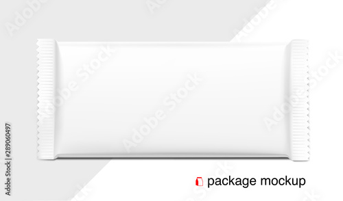 Blank flow pack isolated on white background. Realistick vector illustration. Template ready for your desing. It can be use for presentation packaging, promo, adv and etc.