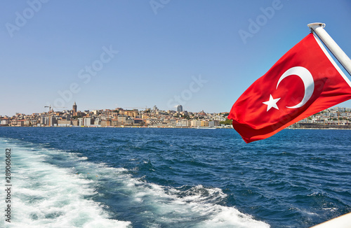 turkish flag on the sea