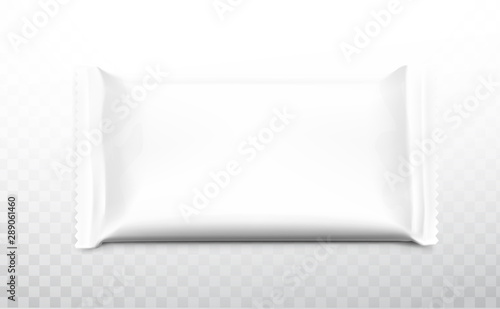 Blank flow pack isolated on white background. Realistick vector illustration. Template ready for your desing. It can be use for presentation packaging, promo, adv and etc.
