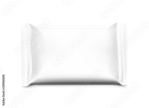 Blank flow pack isolated on white background. Realistick vector illustration. Template ready for your desing. It can be use for presentation packaging, promo, adv and etc.