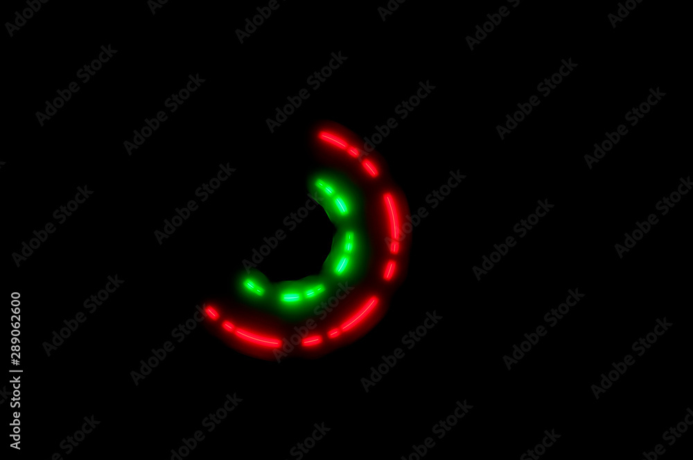Fototapeta premium Green and red semicircle formed by the rapid movement of the luminous spinner