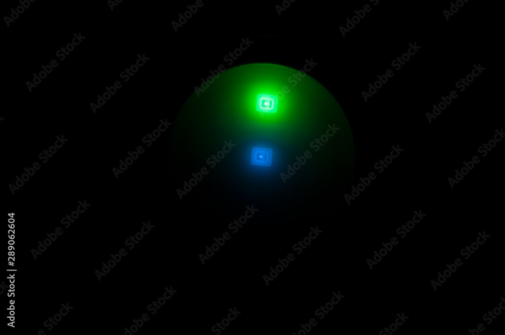 Blue and green LEDs in the dark Blue and green LEDs in the dark