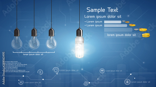 Energy efficient  lamp, vector infographic.