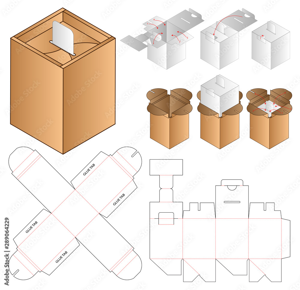 Box packaging die cut template design. 3d mock-up Box packaging die cut template design. 3d mock-up