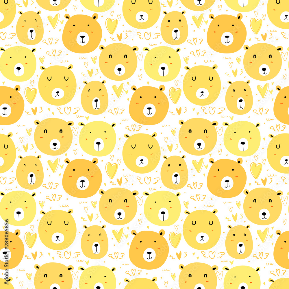 Cute bear seamless pattern background. Vector illustration. Cute bear seamless pattern background. Vector illustration.
