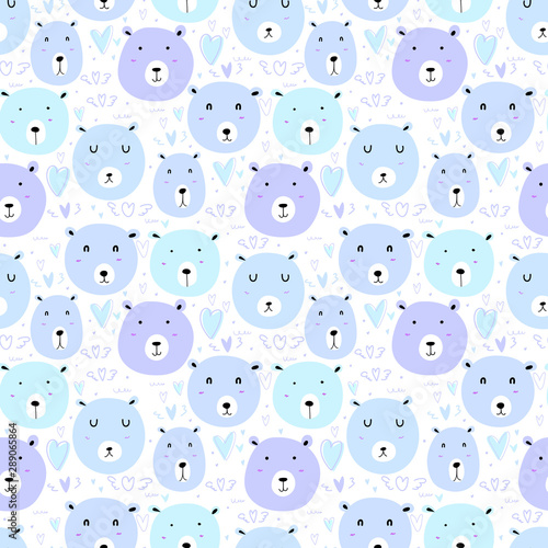 Fototapeta Naklejka Na Ścianę i Meble -  Cute bear seamless pattern background. Vector illustration.