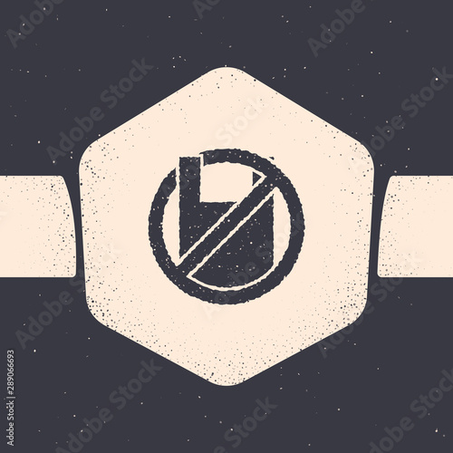 Grunge Say no to plastic bags poster icon isolated on grey background. Disposable cellophane and polythene package prohibition sign. Monochrome vintage drawing. Vector Illustration